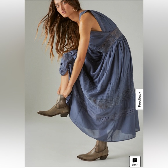 Lucky Brand Indigo Lace-Trim Maxi Dress - Picture 3 of 12